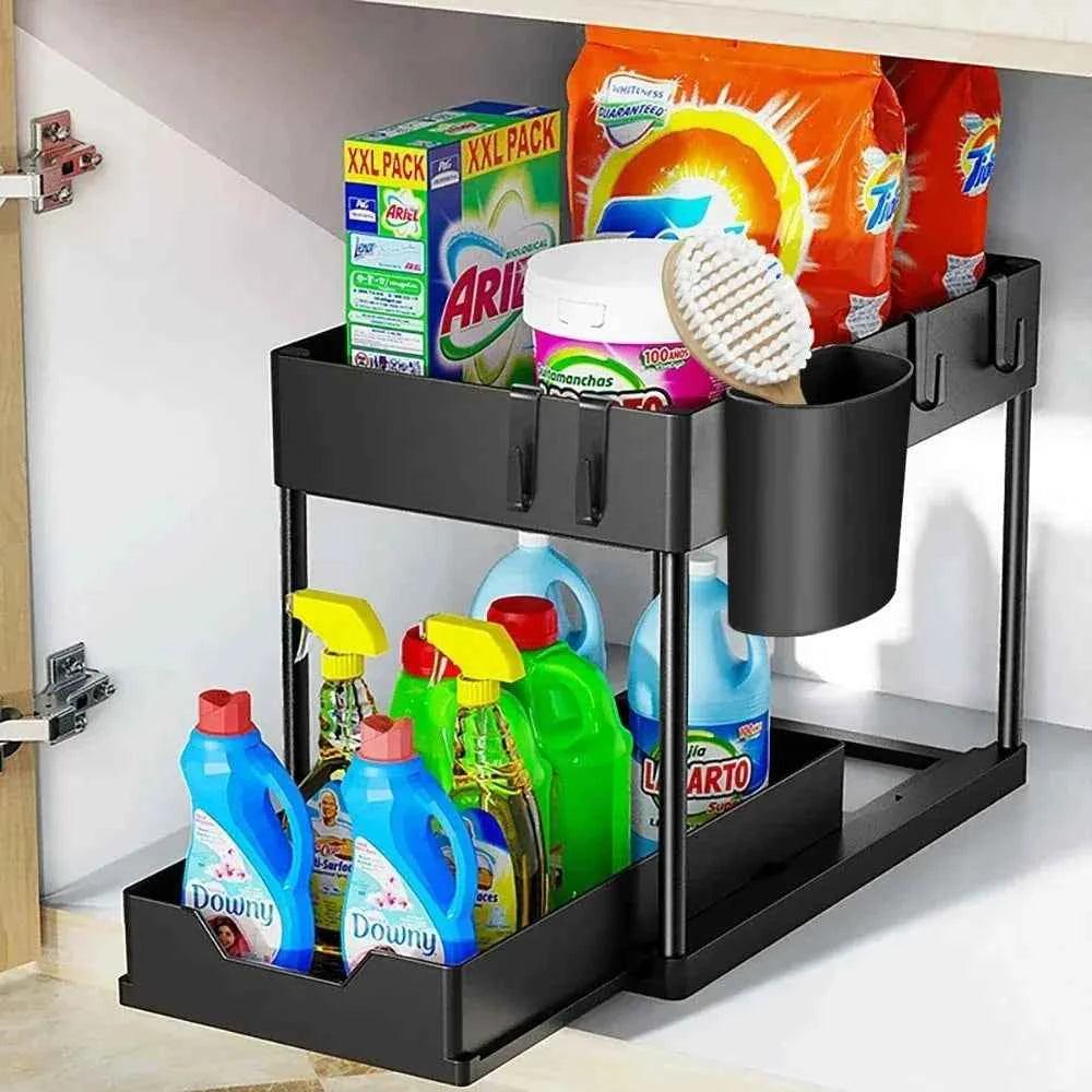 Under-Sink Sliding Storage Rack