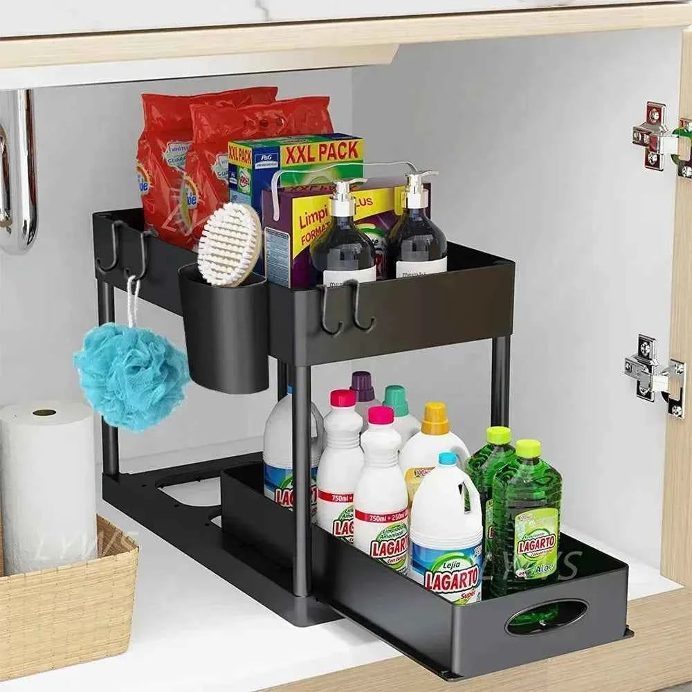 Under-Sink Sliding Storage Rack