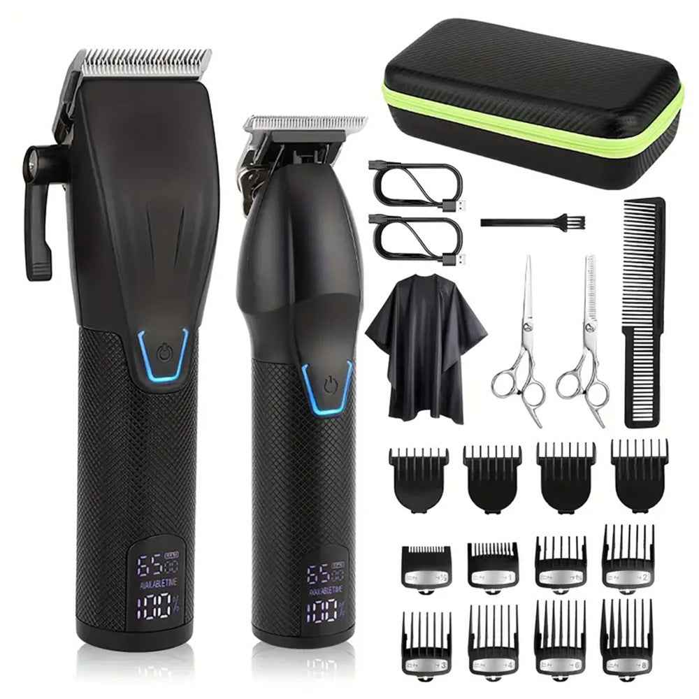Professional Hair Clipper Set – Cordless LED Trimmer
