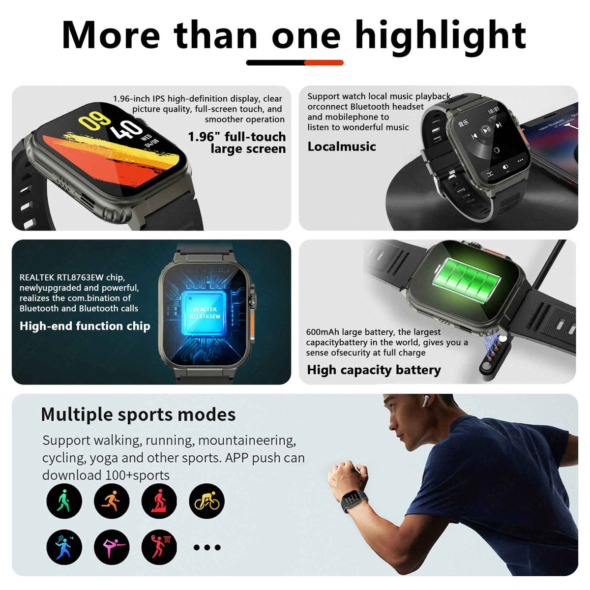 Square Bluetooth Smart Watch – Activity Tracking