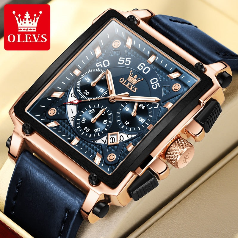 Sports Chronograph Quartz Watch – Men's Leather Strap Watch - CASORA & CO