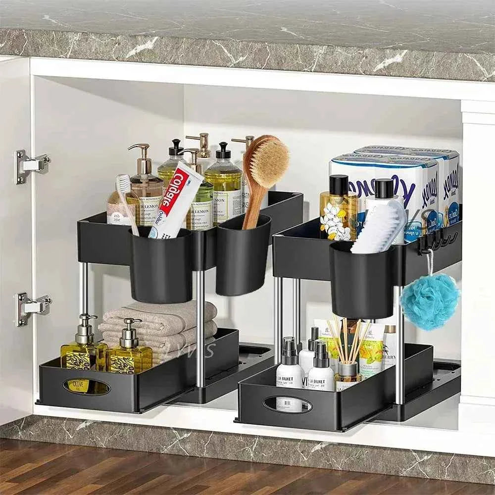 Under-Sink Sliding Storage Rack