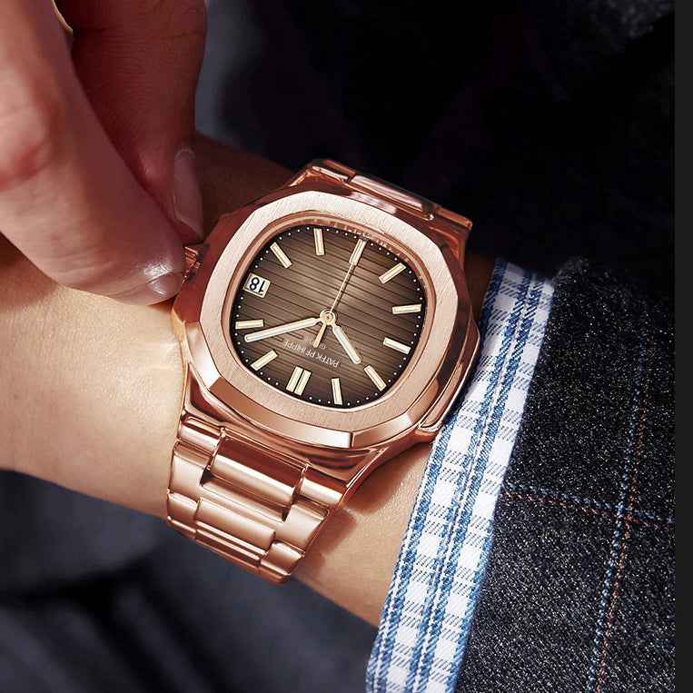 Luminous Automatic Watch – Calendar and Steel Bracelet