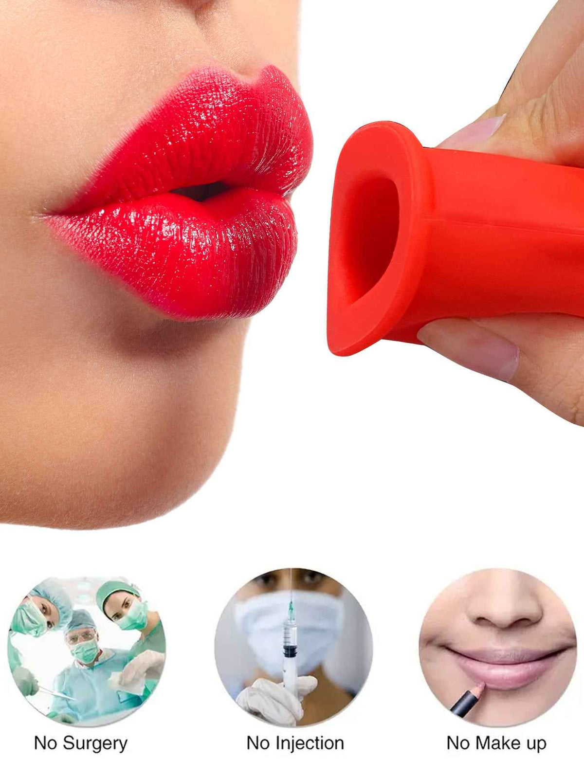 Silicone lip-plumping device