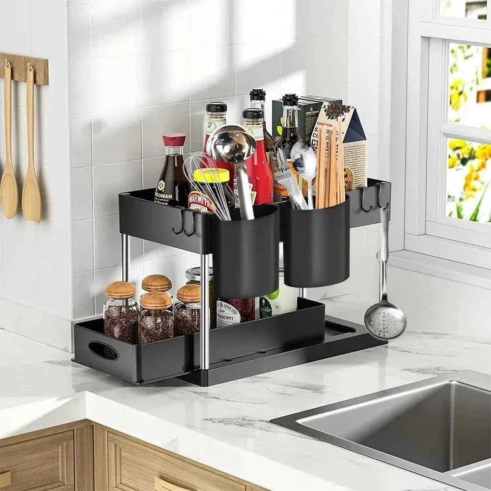 Under-Sink Sliding Storage Rack
