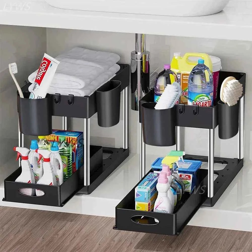 Under-Sink Sliding Storage Rack