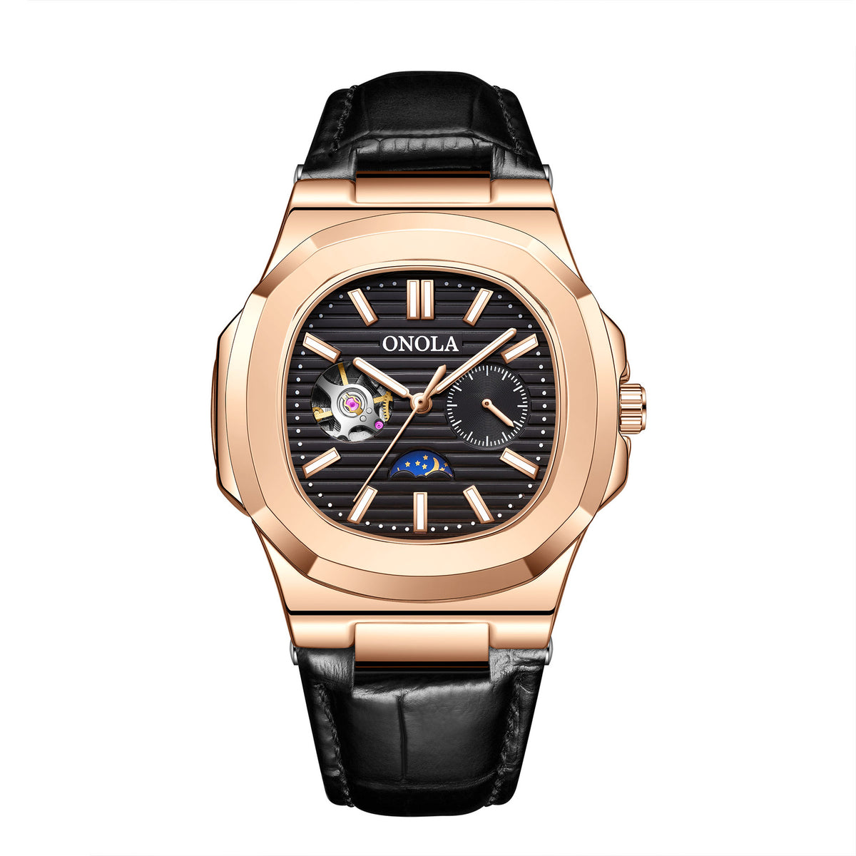 Sun Moon Star Mechanical Watch — Leather Strap