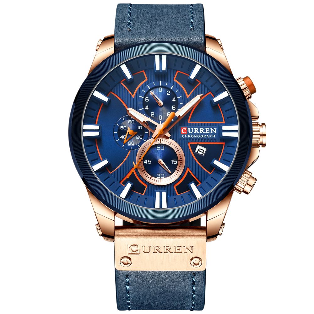 Mens Round Business Watch Calendar Waterproof