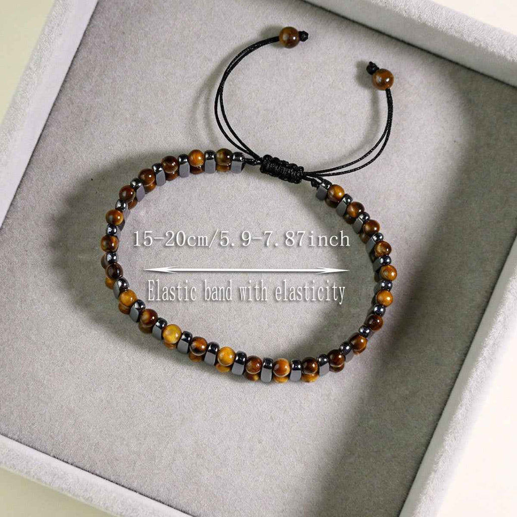 Tiger Eye Stone Magnetic Woven Bracelet