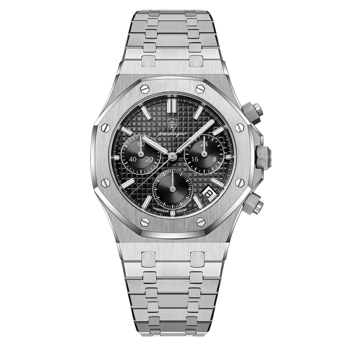 Square Quartz Watch — Men's Chronograph