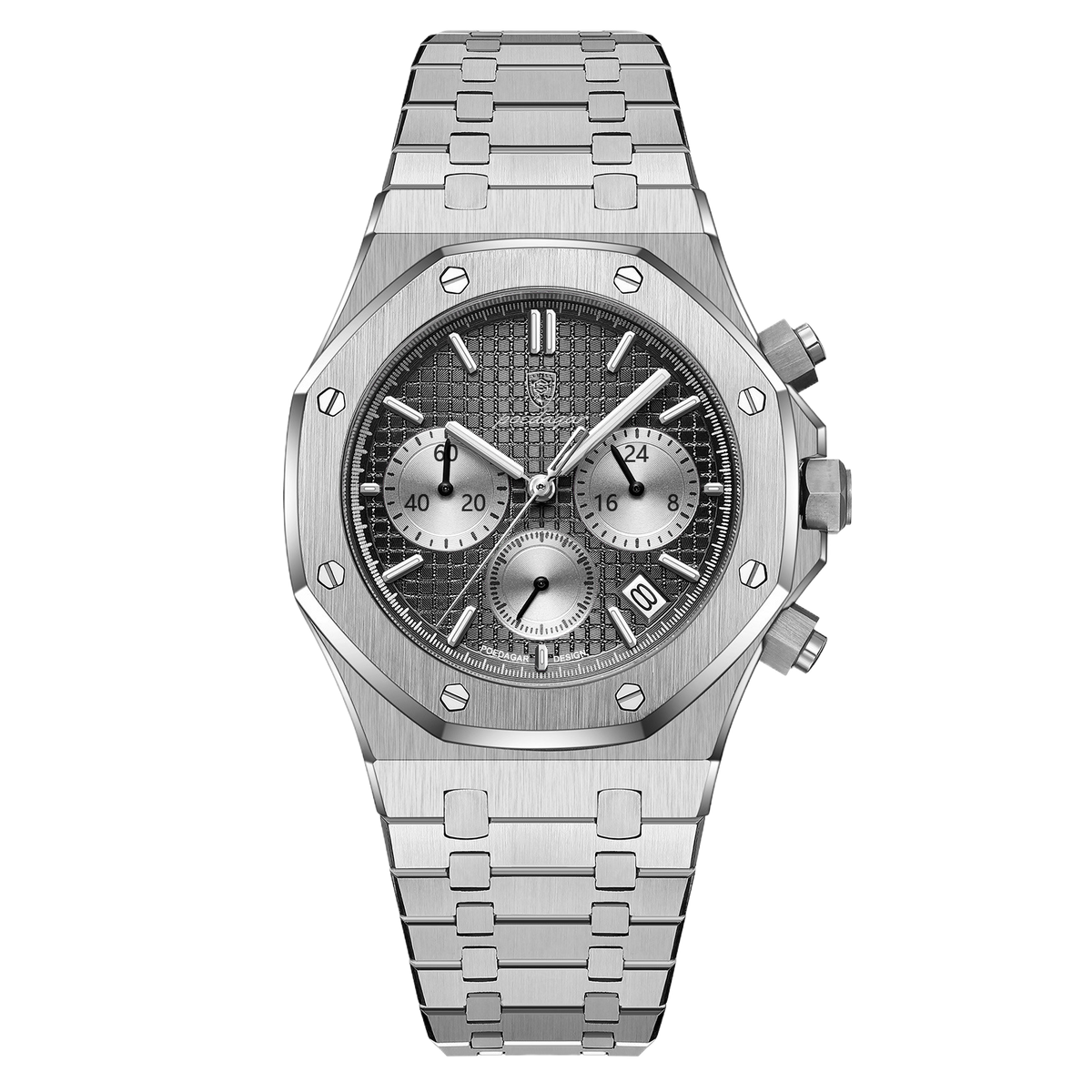 Square Quartz Watch — Men's Chronograph