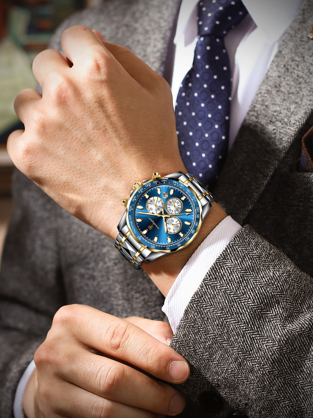Quartz Wrist Watch — Chronograph and Steel Bracelet