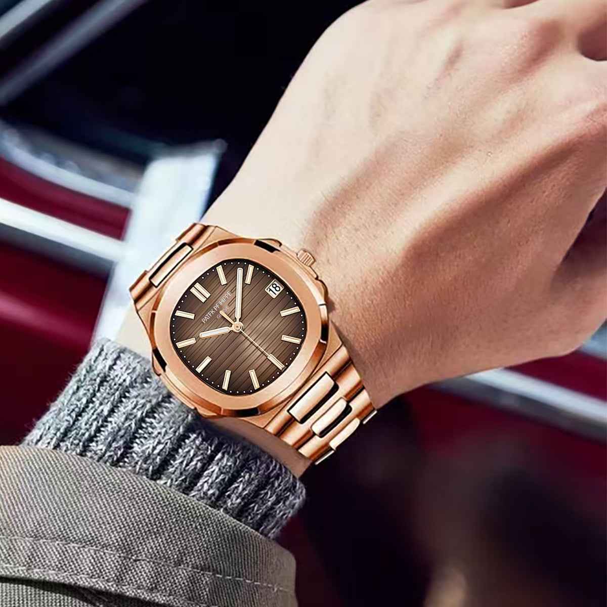 Luminous Automatic Watch – Calendar and Steel Bracelet