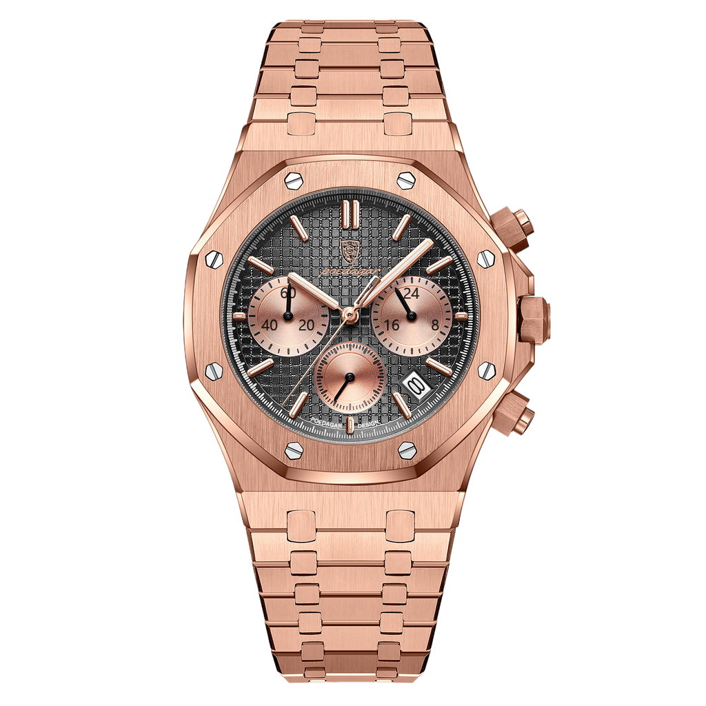 Square Quartz Watch — Men's Chronograph