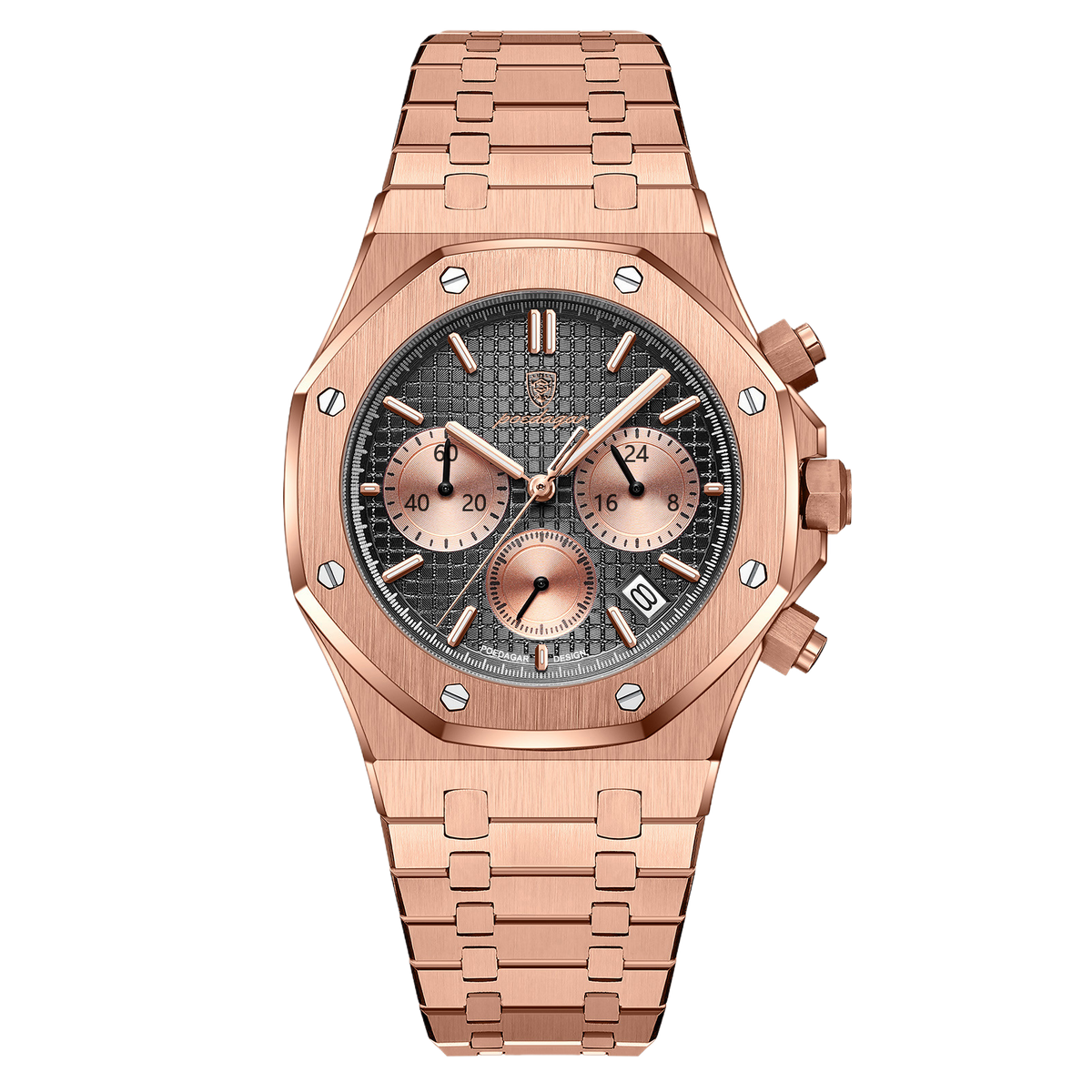 Square Quartz Watch — Men's Chronograph