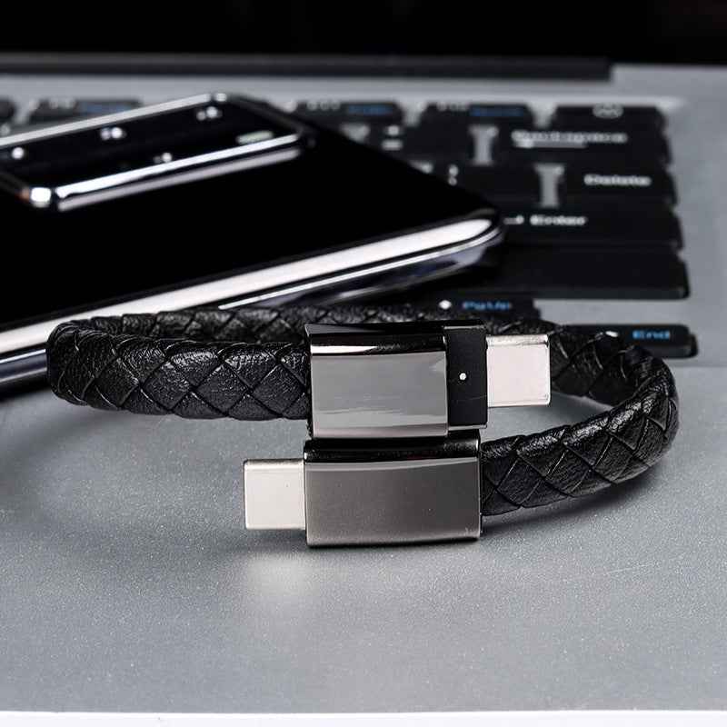 PU Leather Charging Cable – USB-C Bracelet