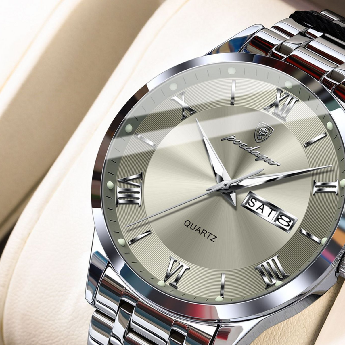 Dual Calendar Quartz Watch – Slim Men's Watch - CASORA & CO